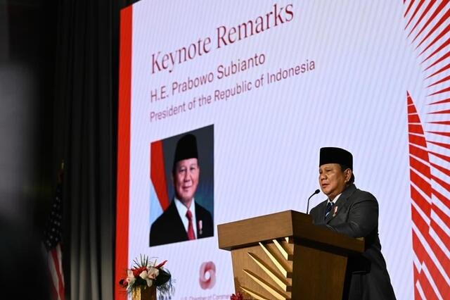 : Presiden saat menyampaikan sambutan dalam acara Gala Iftar Dinner Business Summit di U.S. Chamber of Commerce, Washington DC, Amerika Serikat, Rabu (18/2/2026). (Foto: BMPI Setpres)